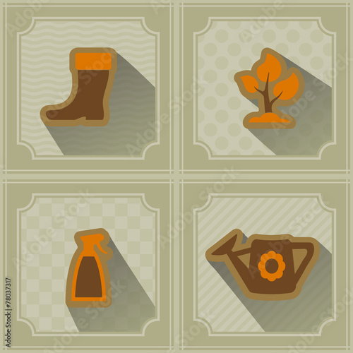 seamless background with icons of Horticulture