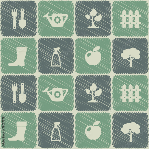seamless background with icons of Horticulture