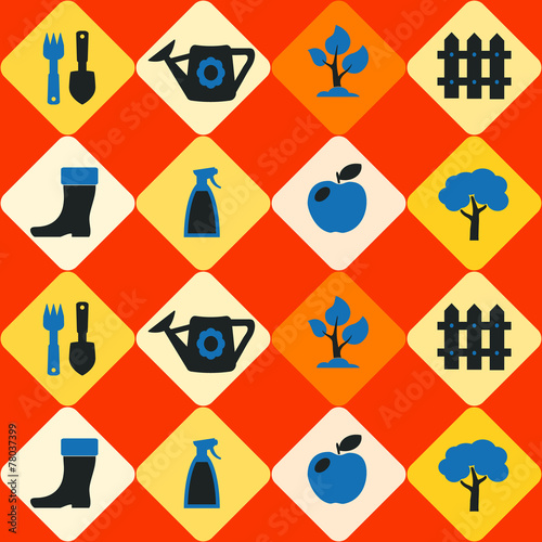 seamless background with icons of Horticulture