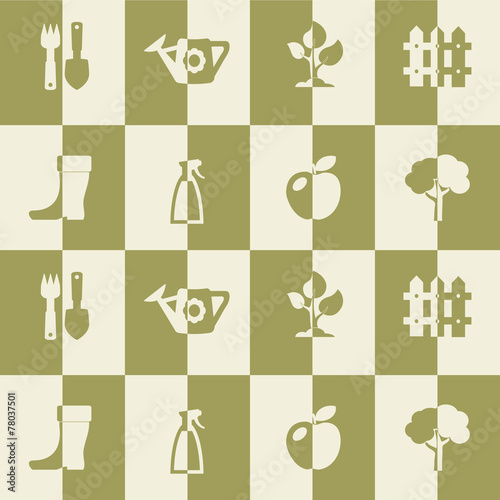 seamless background with icons of Horticulture