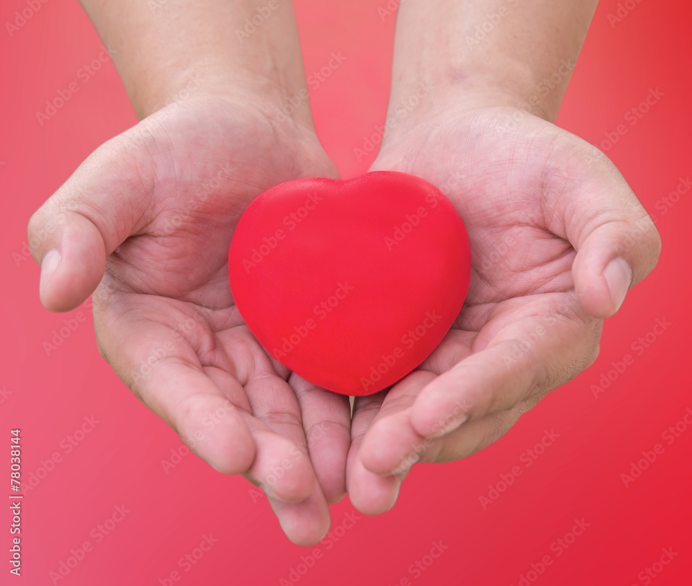 hand holding red heart sent love in Valentine's day with clippin hand holding red heart sent love in Valentine's day with clippin