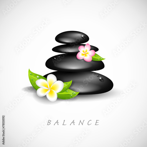 balance steine und blüten