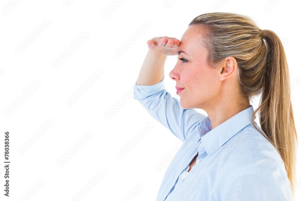 Beautiful blonde in casual clothes searching Beautiful blonde in casual clothes searching