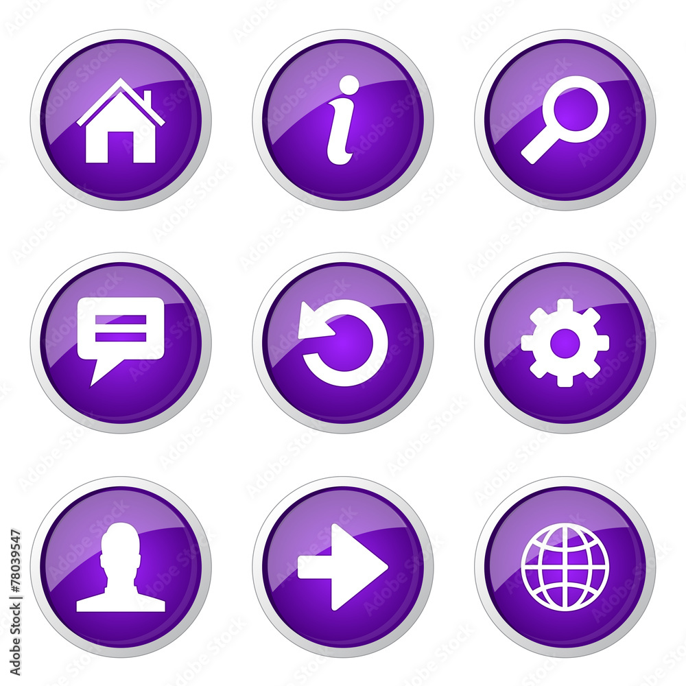 Web Internet Violet Vector Button Icon Design Set Web Internet Violet Vector Button Icon Design Set
