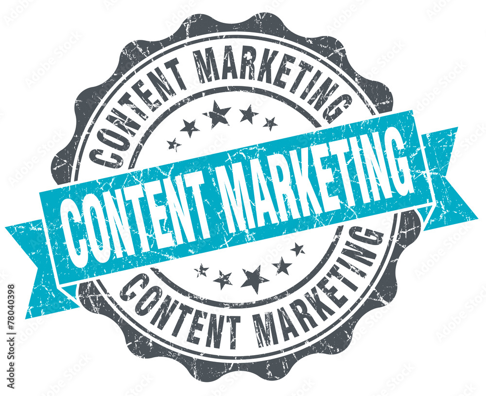 Obraz premium content marketing vintage turquoise seal isolated on white