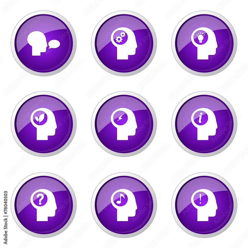 Think Web Internet Violet Vector Button Icon Design Set Think Web Internet Violet Vector Button Icon Design Set