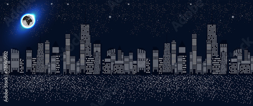 Seamless Pattern Vector Illustration of Cities Silhouette.