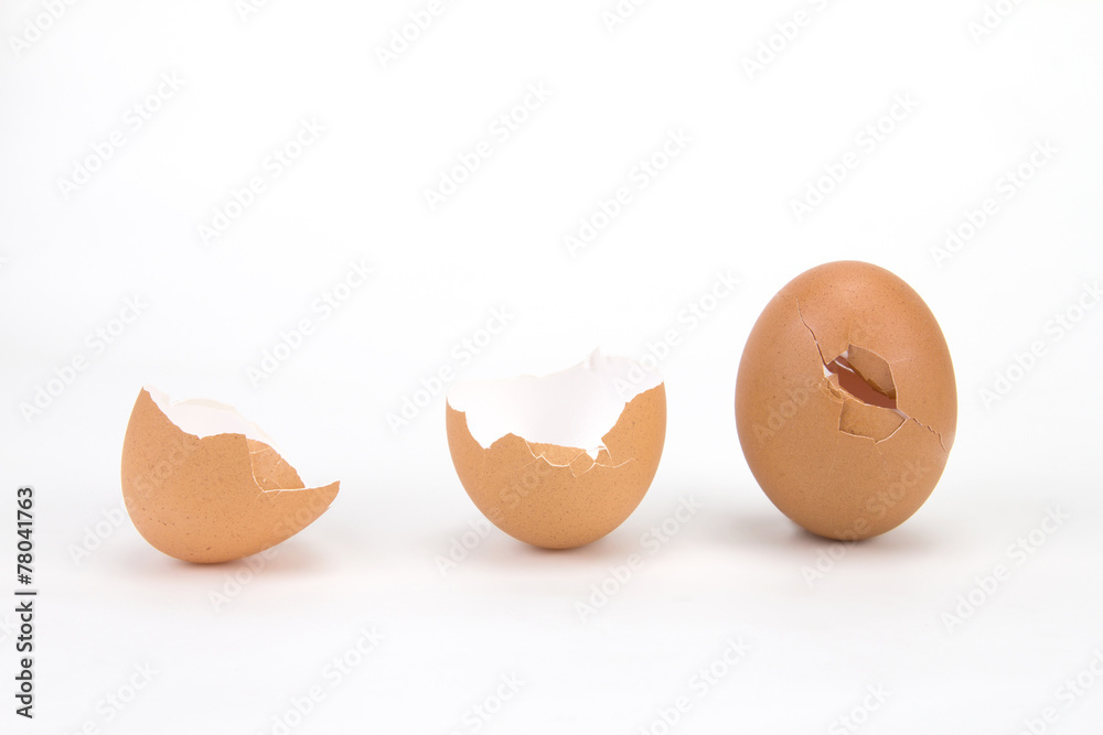broken and cracked egg shell on white background broken and cracked egg shell on white background