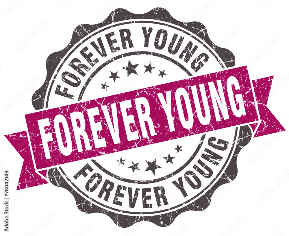 forever young grunge violet seal isolated on white forever young grunge violet seal isolated on white