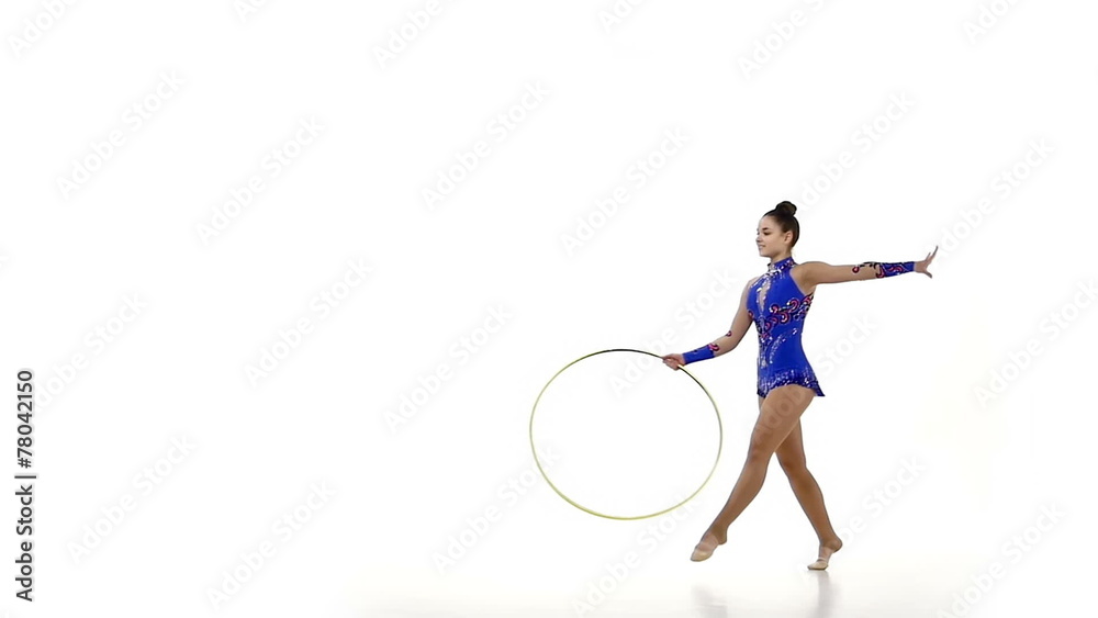 Tender gymnast dance with hula hoop, slow motion Tender gymnast dance with hula hoop, slow motion