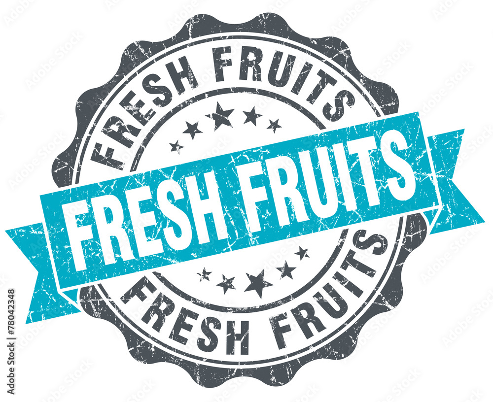 Obraz premium fresh fruits vintage turquoise seal isolated on white