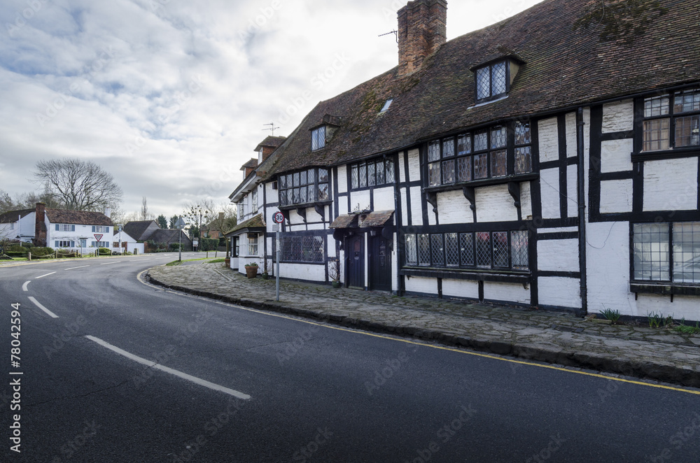 English village with timber framed houses, Biddenden, Kent. UK