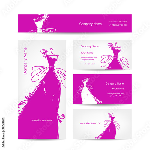 Business cards with wedding dress for your design