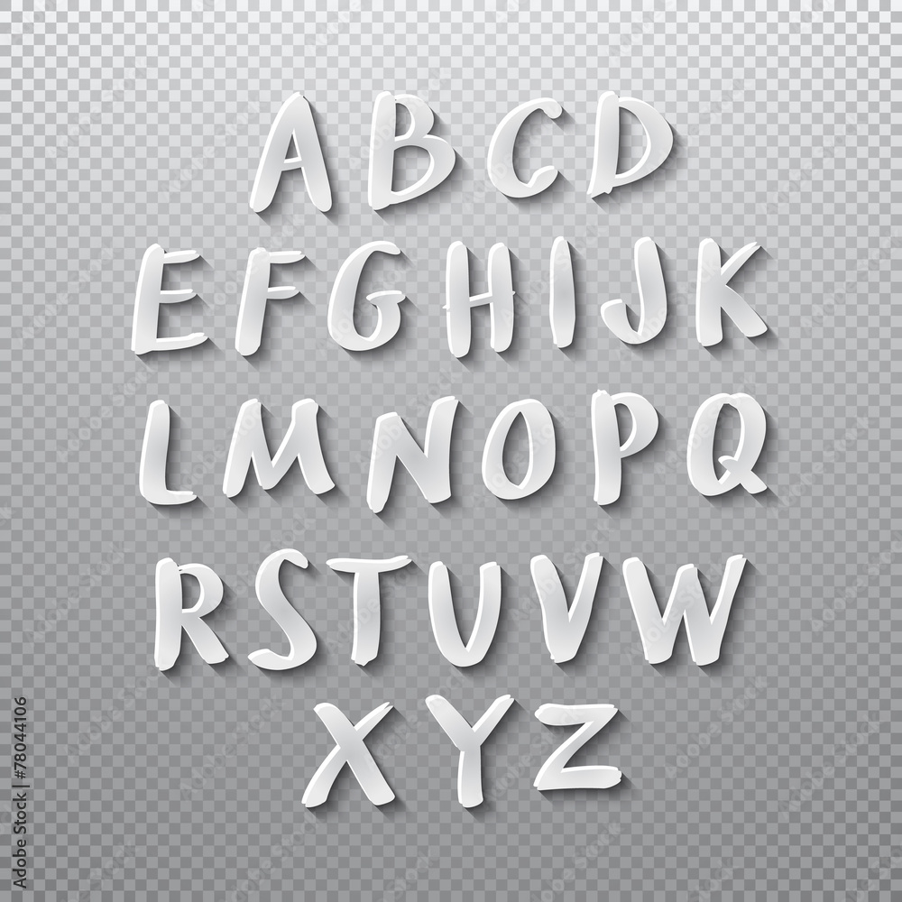 Vector Alphabet Set papper shadow font 3d