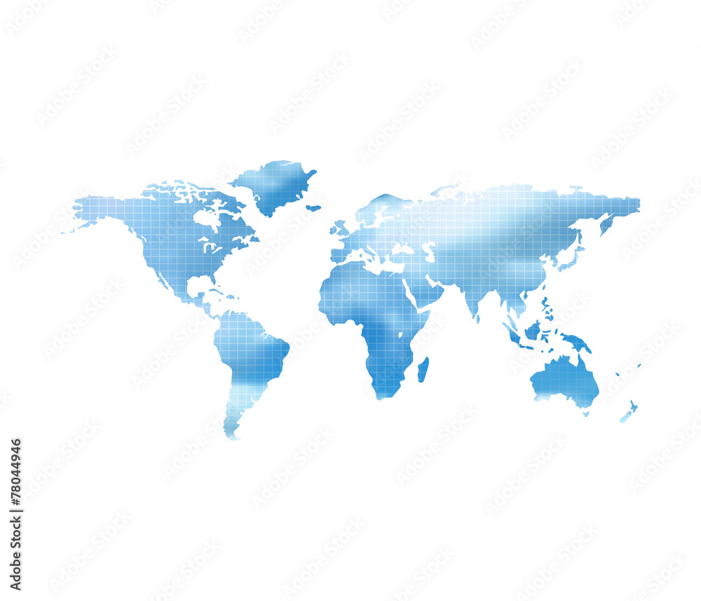 Fototapeta premium World Map With Blue Cloud Sky