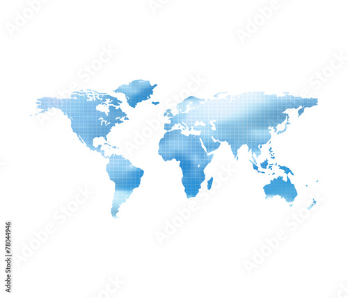 World Map With Blue Cloud Sky