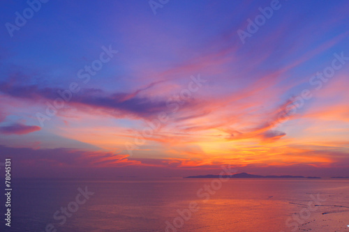 Scenic, Dramatic Sunset over Sea - Pattaya beach, Thailand