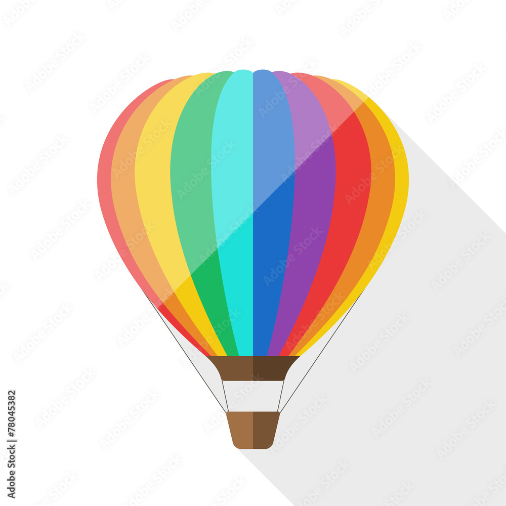 Fototapeta premium Hot air balloon icon with long shadow on white background