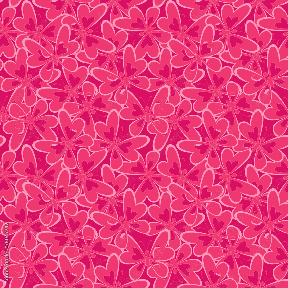 Seamless pattern, pink butterflies