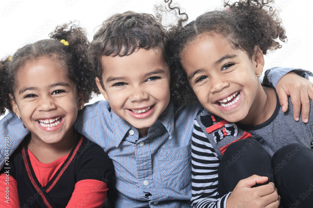 A cute african american on white background