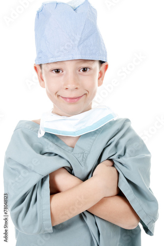 Young boy wearing as surgery doctor