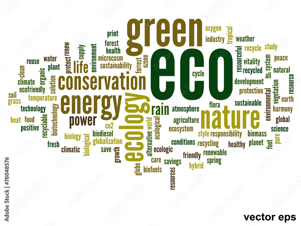 Vector conceptual ecology word cloud Vector conceptual ecology word cloud