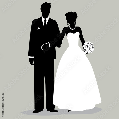 Bride and Groom Silhouette - Illustration