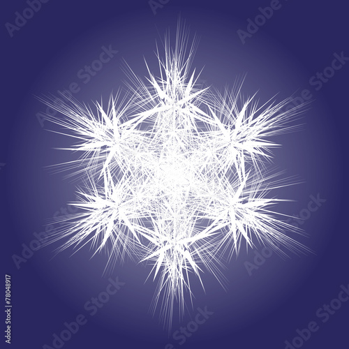 spiky white snowflake on dark background