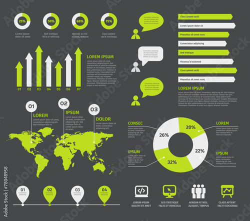 set of infographic elements with icons