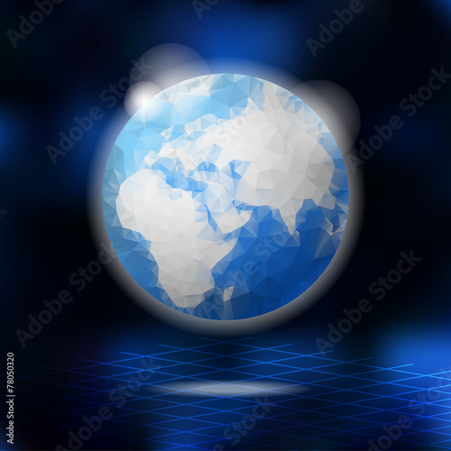 Modern low poly globe, planet Earth, vector illustration