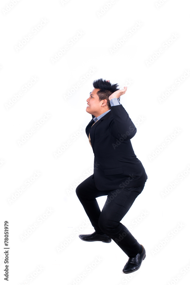 Full length portrait of a businessman carrying something imagina Full length portrait of a businessman carrying something imagina