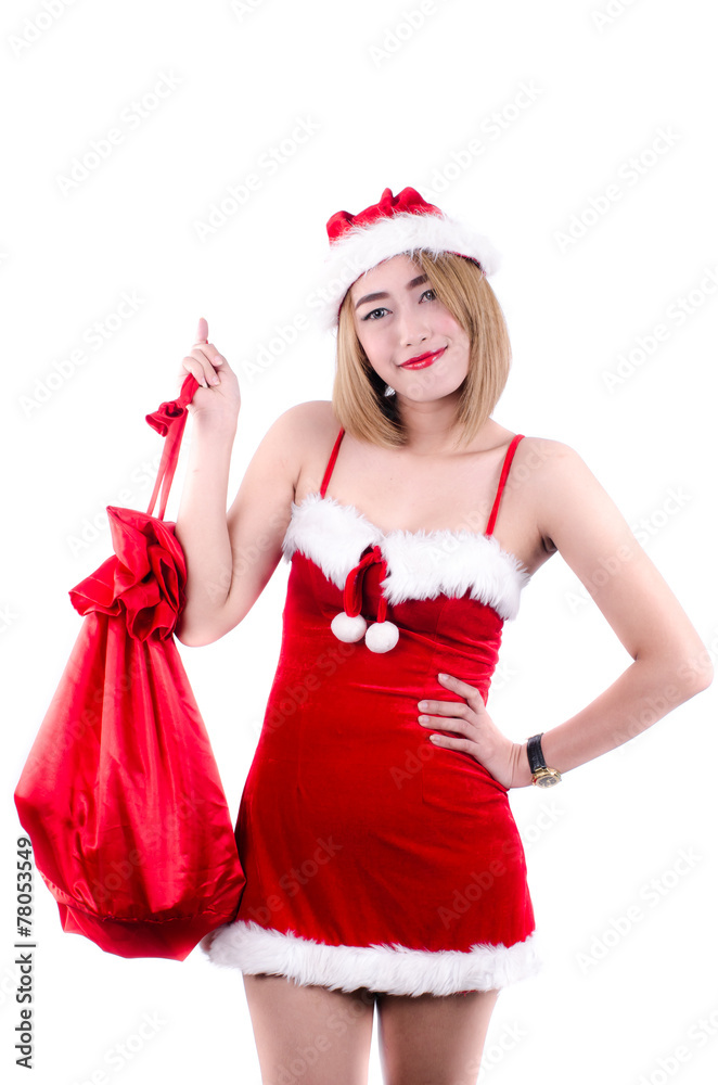 sexy girl wearing santa claus clothes isolated on white. sexy girl wearing santa claus clothes isolated on white.