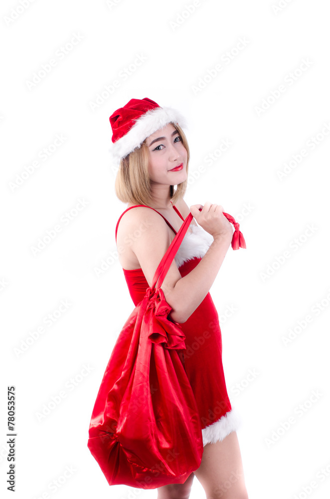 sexy girl wearing santa claus clothes isolated on white. sexy girl wearing santa claus clothes isolated on white.