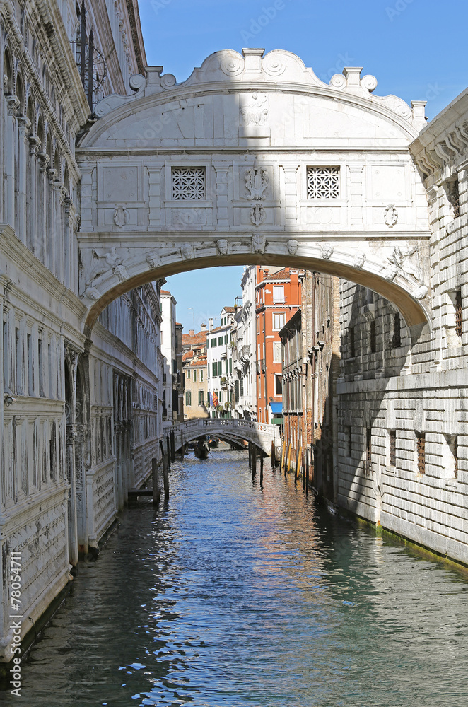 famous bridge of sighs in Venice in Italy