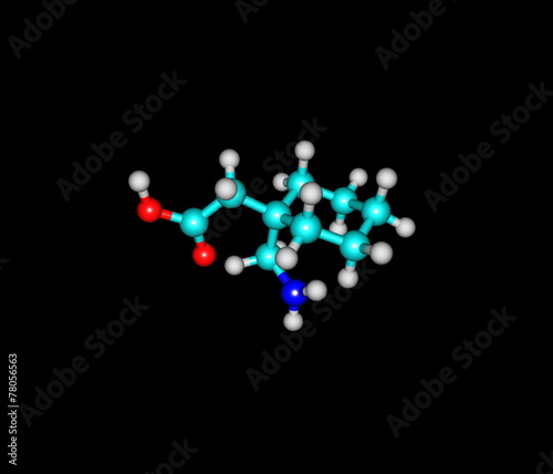 Gabapentin molecule isolated on black