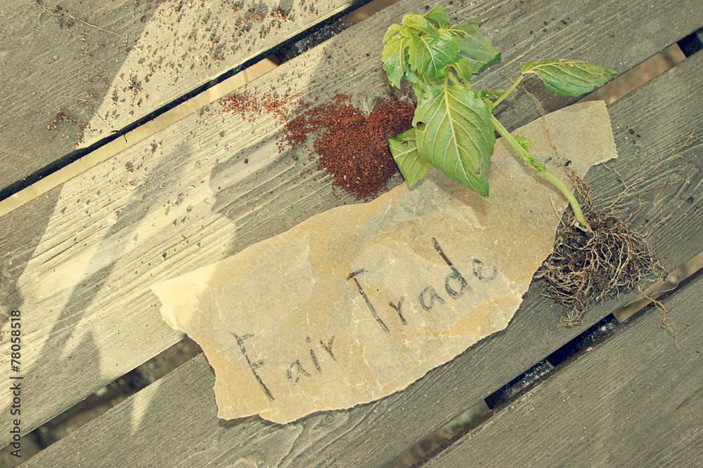 Fototapeta fairtrade biologicznie zrównoważona roślina przyszłościowa etykieta