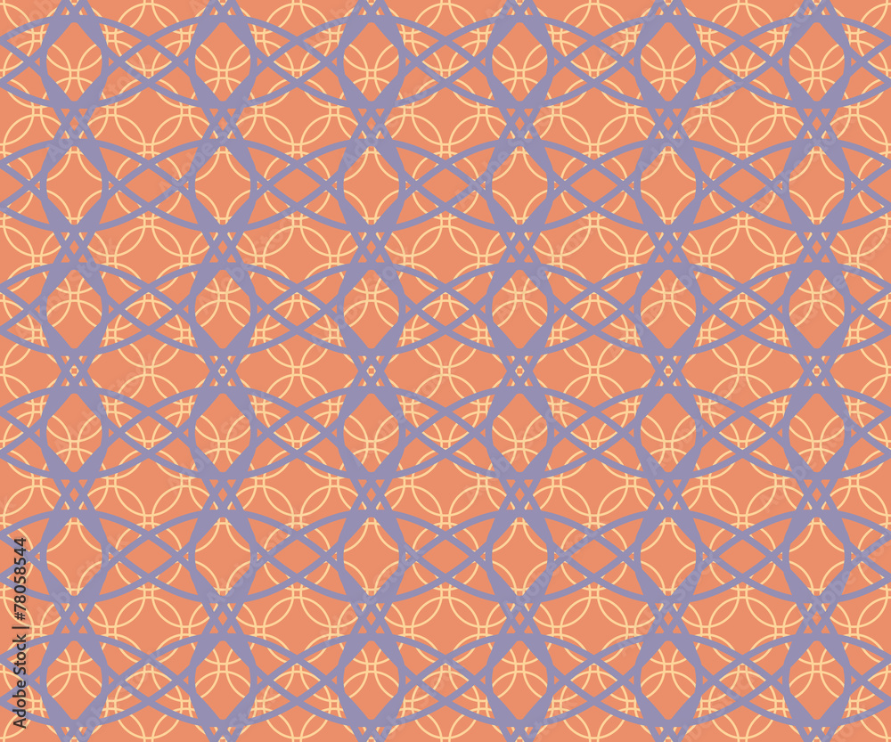 Abstract seamless fabric retro pattern of intersecting hoops