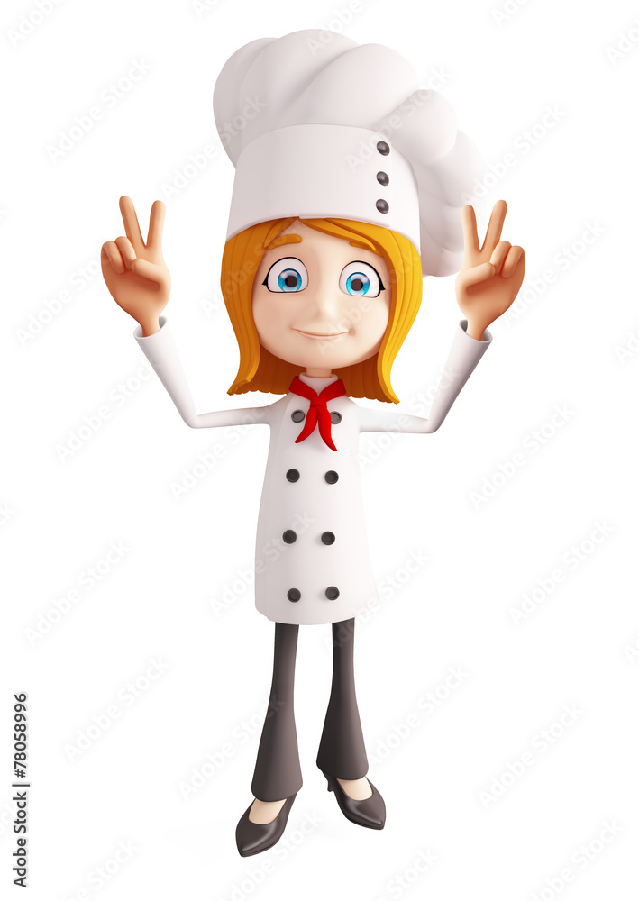 Chef character with victory sign