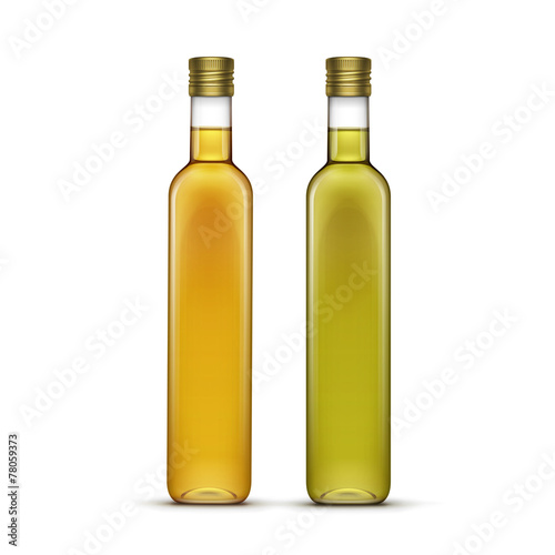 Vector Set of Olive or Sunflower Oil Glass Bottles