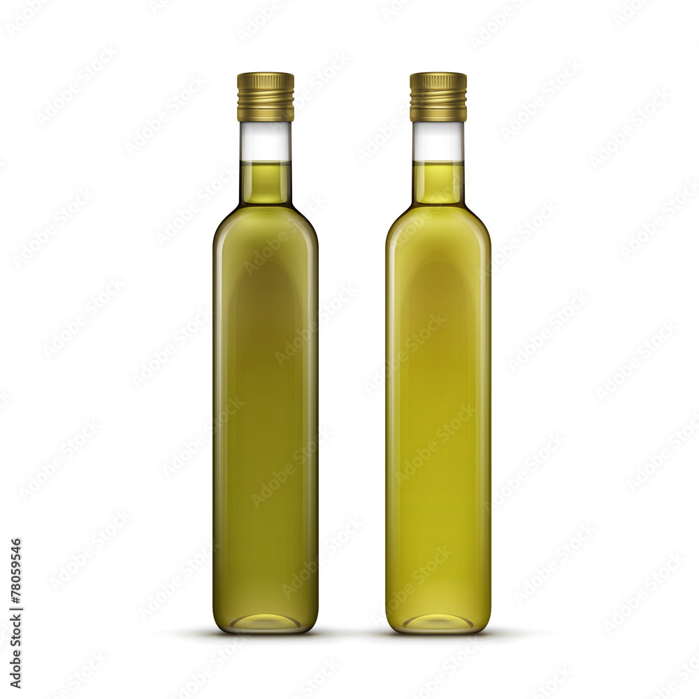 Vector Set of Olive or Sunflower Oil Glass Bottles Vector Set of Olive or Sunflower Oil Glass Bottles