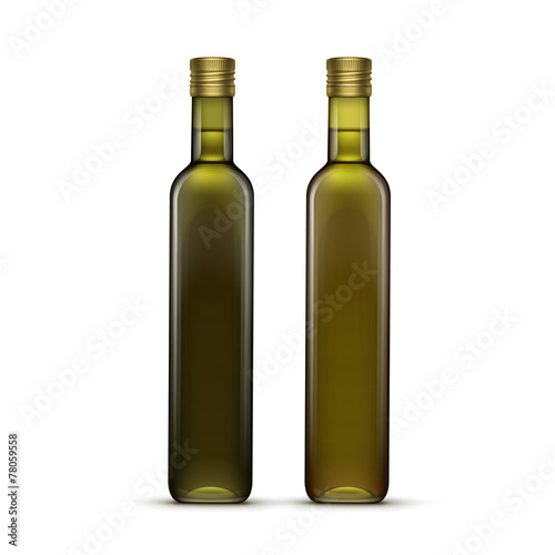 Vector Set of Olive or Sunflower Oil Glass Bottles