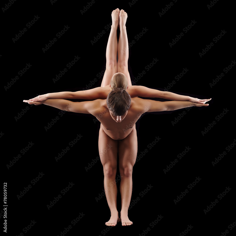 Symmetrical composition of naked young dancers Stock Photo | Adobe Stock