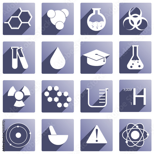 Violettes Icon-Set für Chemie