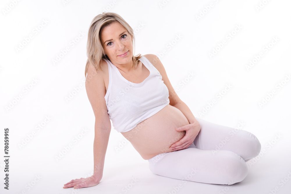 mature forty years old pregnant woman isolated white background mature forty years old pregnant woman isolated white background