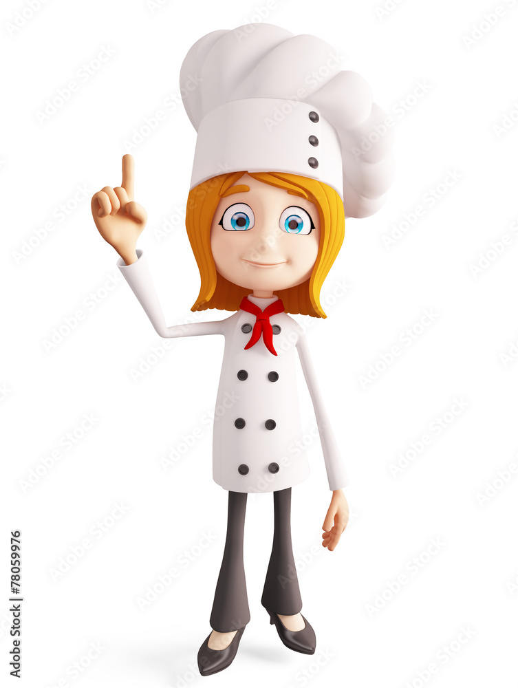 Chef character with pointing pose Chef character with pointing pose