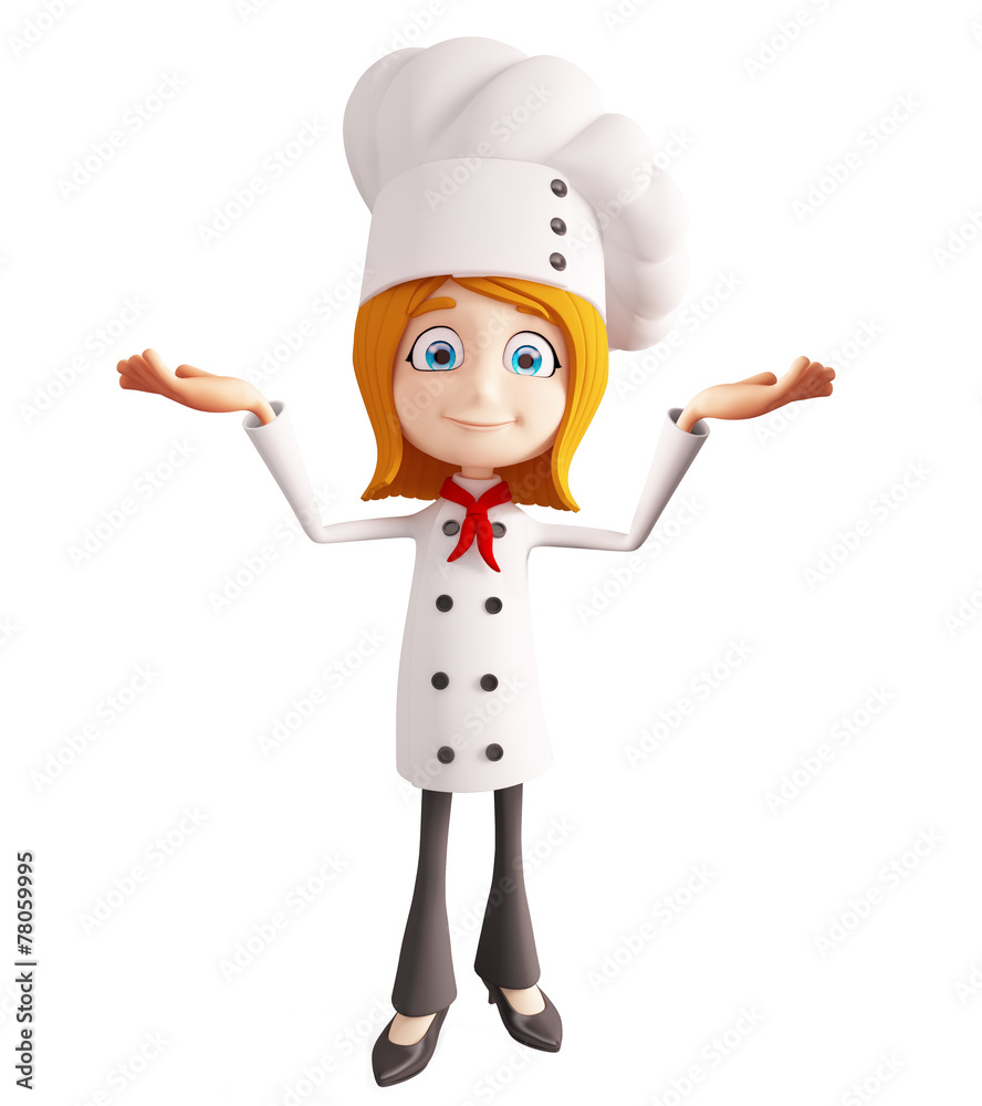 Chef character with presentation sign Chef character with presentation sign