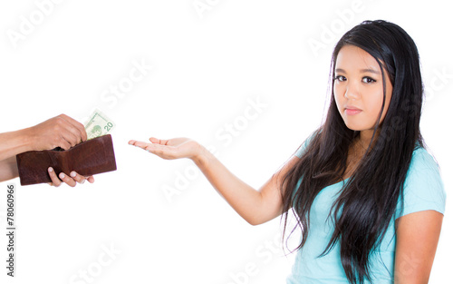 teenager girl demanding money for allowance