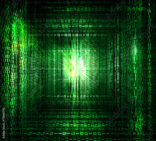 Digital abstract matrix background with a blast glare