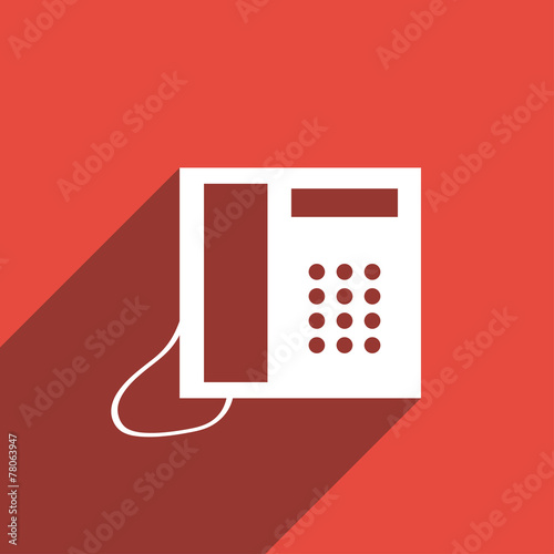Flat Icon of land line phone