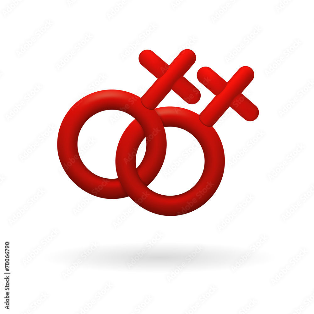 3D icon with homosexual lesbian symbol of women 3D icon with homosexual lesbian symbol of women